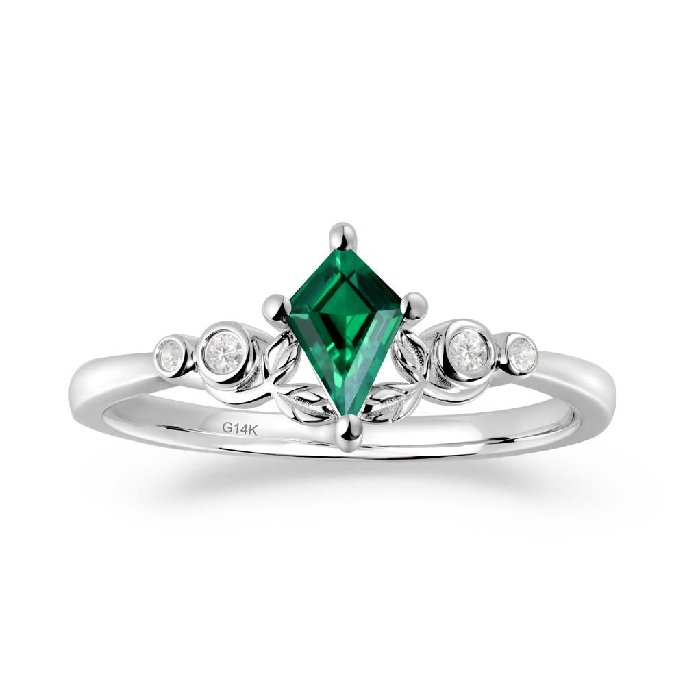 Vintage Leaf Emerald Ring for Women - LUO Jewelry #metal_14k white gold