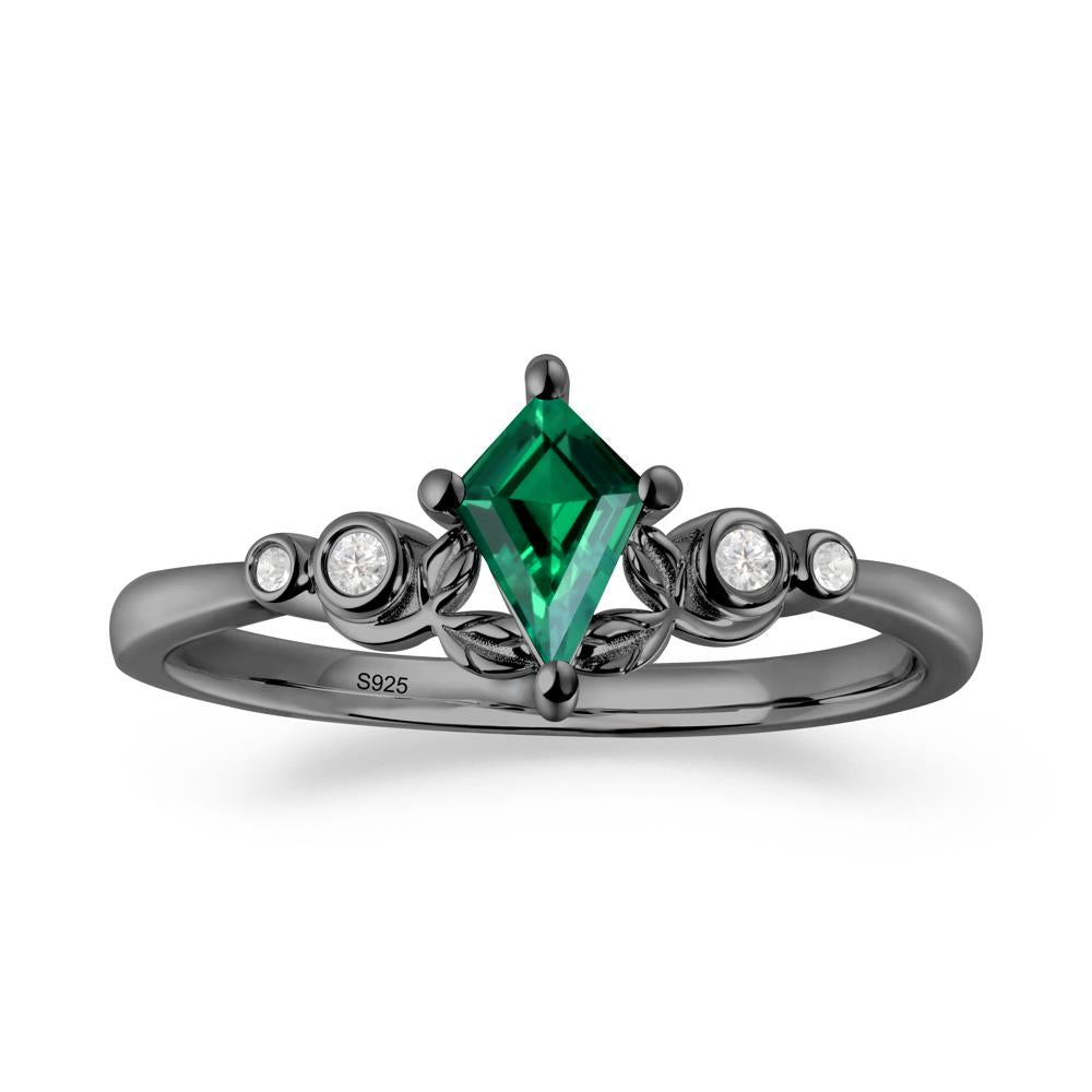 Vintage Leaf Emerald Ring for Women - LUO Jewelry #metal_black finish sterling silver