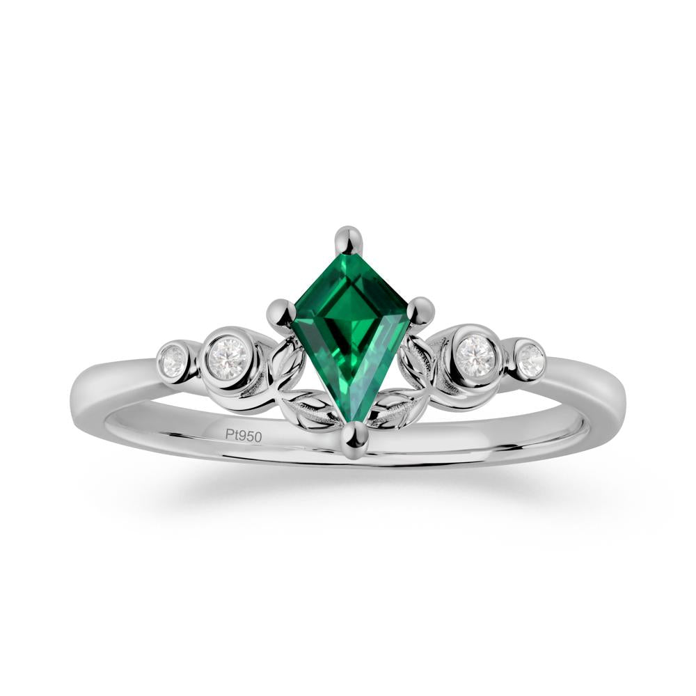 Vintage Leaf Emerald Ring for Women - LUO Jewelry #metal_platinum