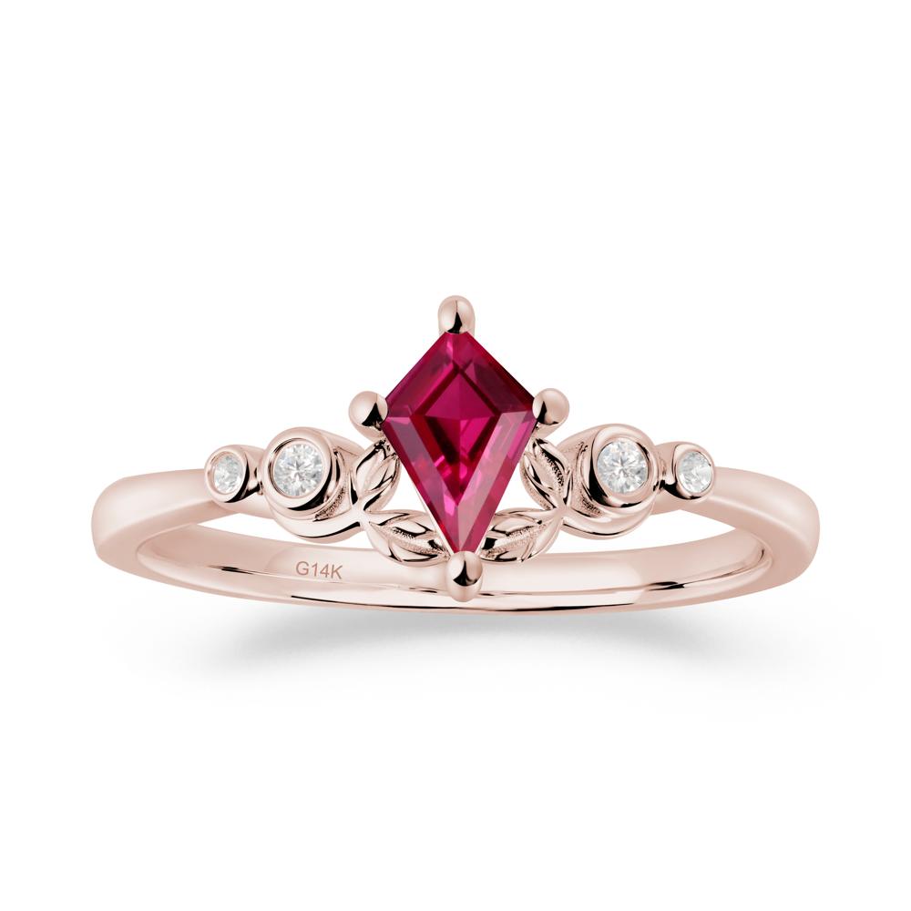 Dainty Kite Cut Ruby Leaf Engagement Ring - LUO Jewelry #metal_14k rose gold