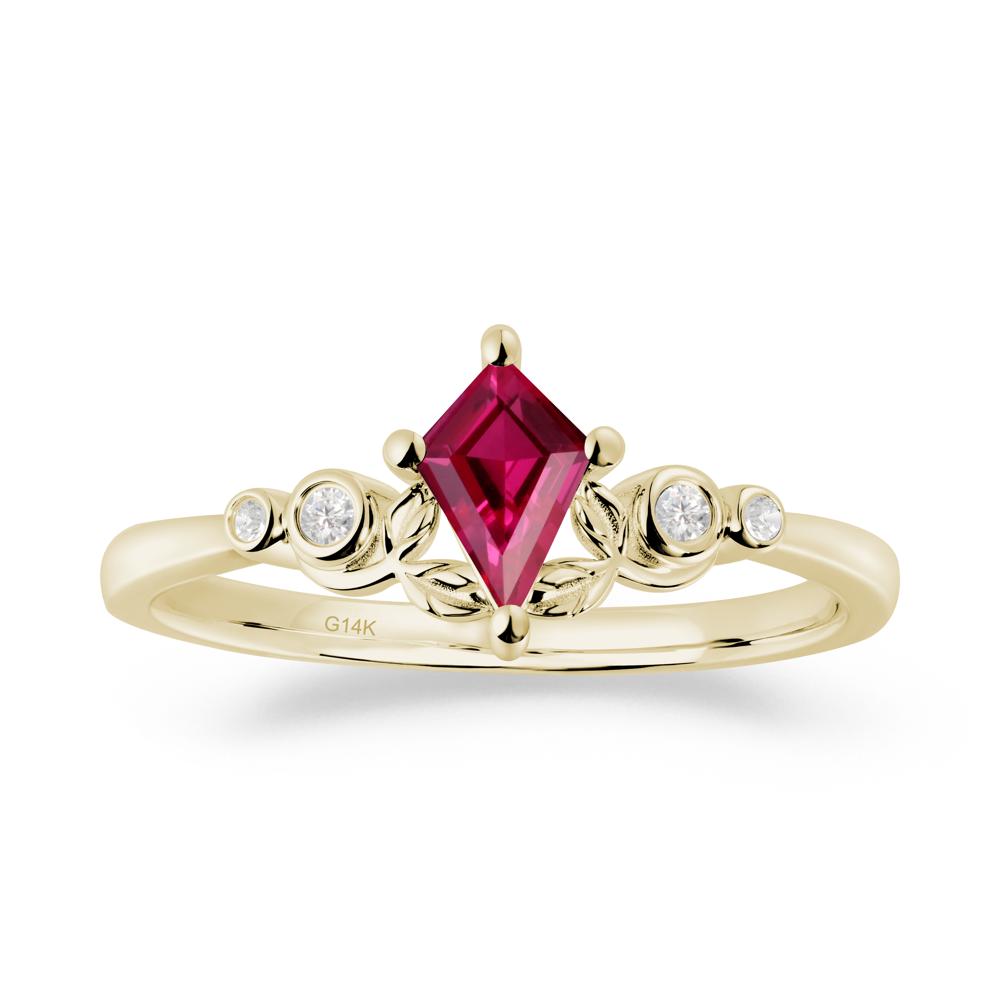 Dainty Kite Cut Ruby Leaf Engagement Ring - LUO Jewelry #metal_14k yellow gold