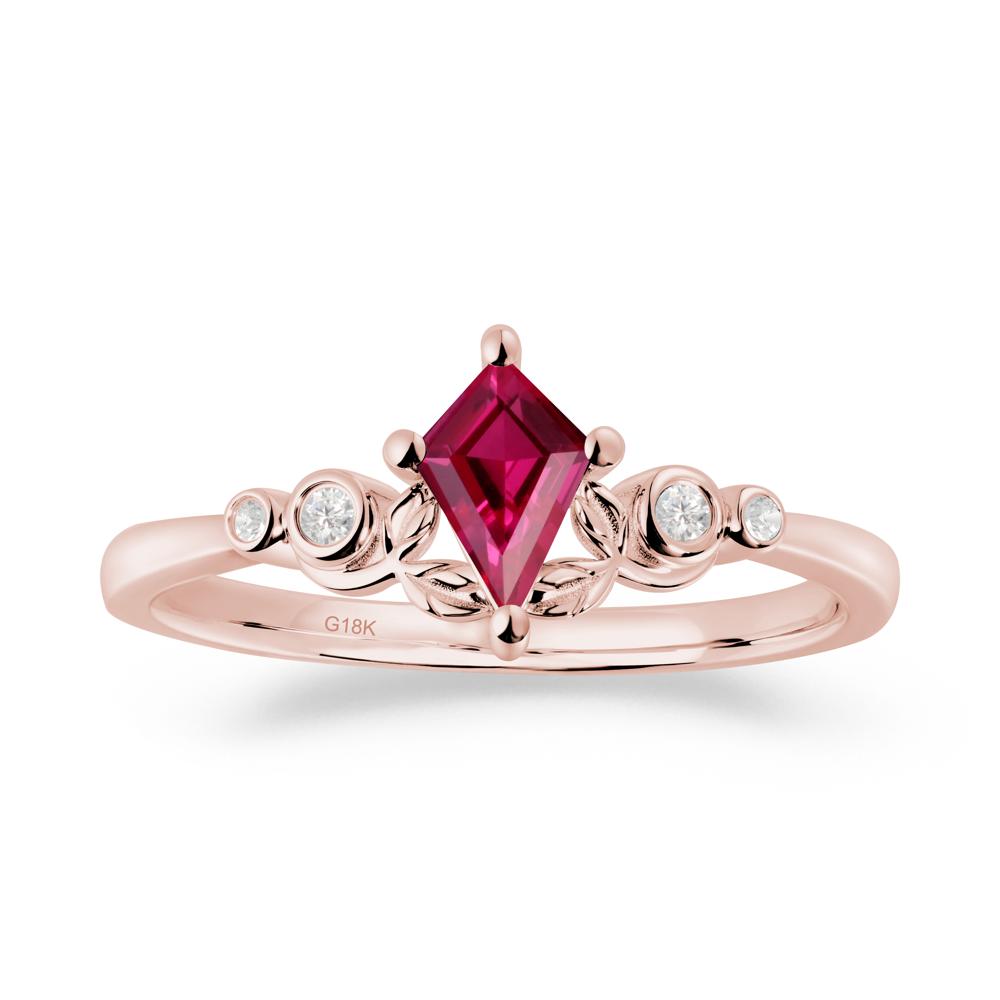 Dainty Kite Cut Ruby Leaf Engagement Ring - LUO Jewelry #metal_18k rose gold