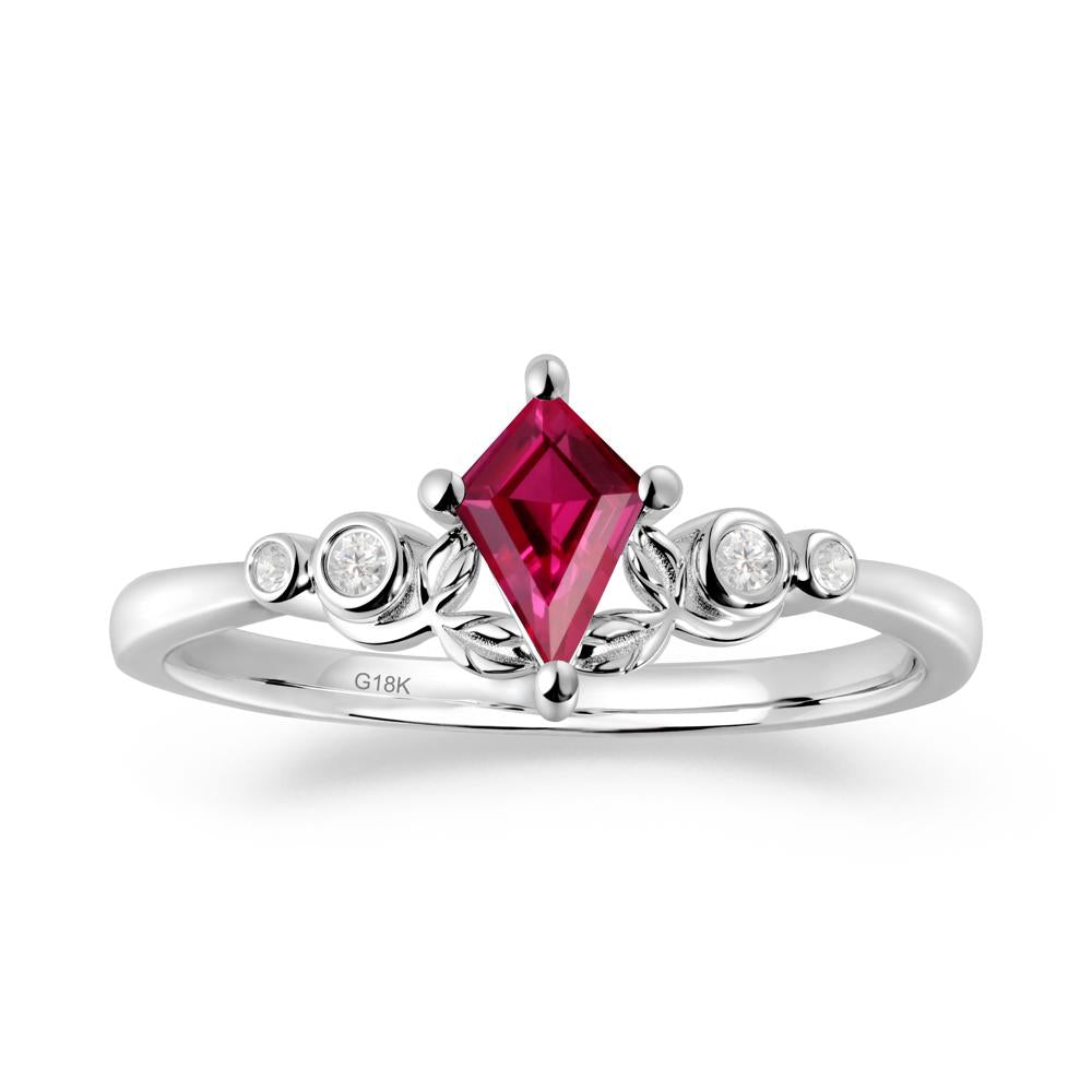 Dainty Kite Cut Ruby Leaf Engagement Ring - LUO Jewelry #metal_18k white gold