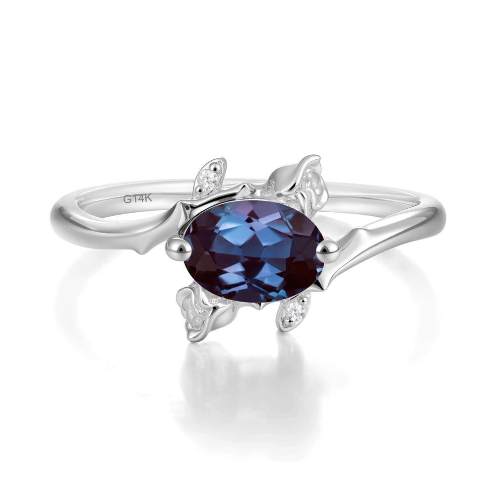 Romantic Floral Alexandrite Ring - LUO Jewelry #metal_14k white gold
