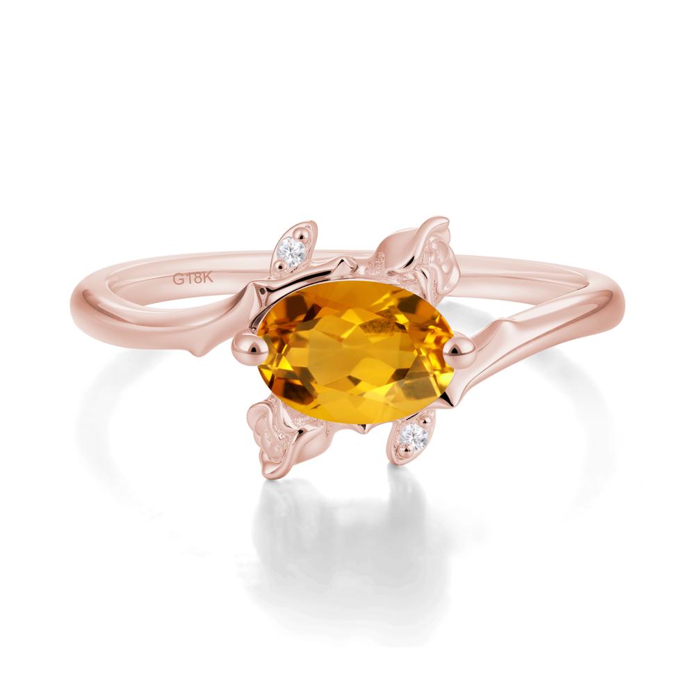 Floral Oval Cut Citrine Engagement Ring - LUO Jewelry #metal_18k rose gold