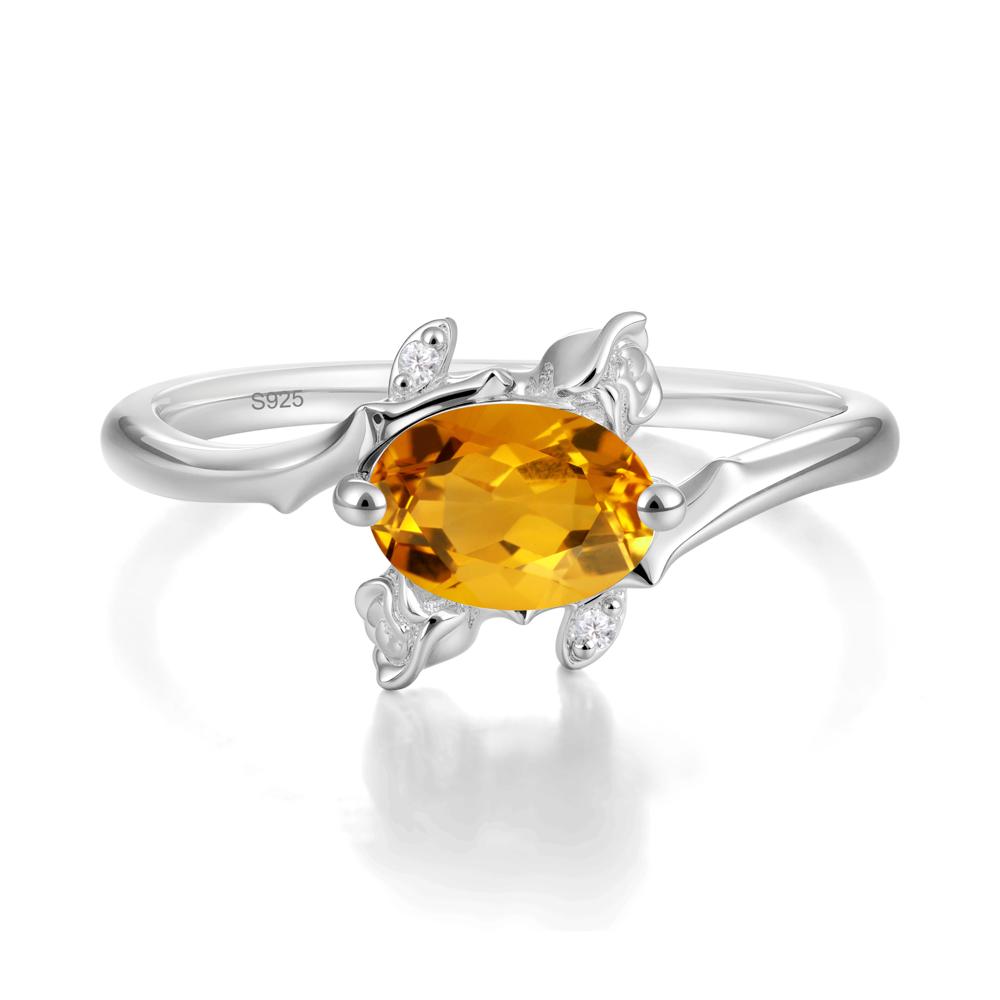 Floral Oval Cut Citrine Engagement Ring - LUO Jewelry #metal_sterling silver