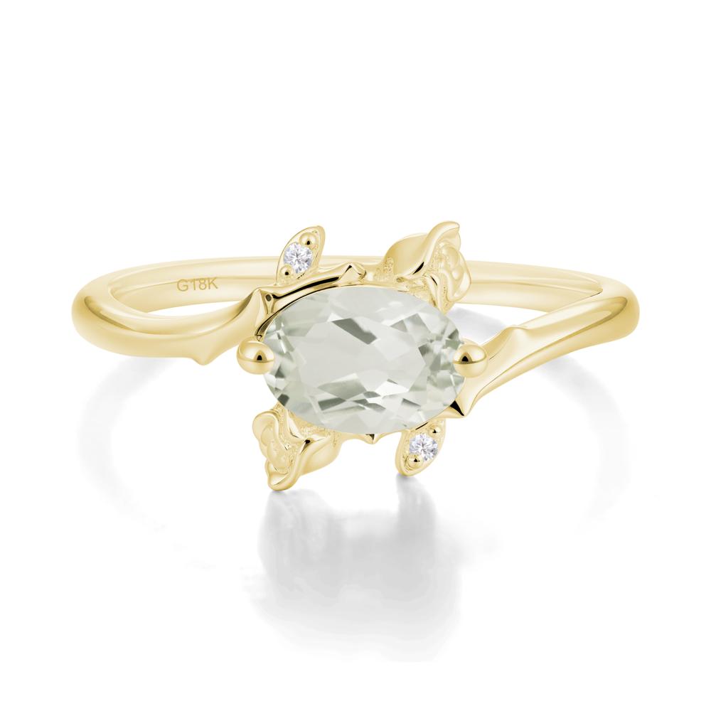 Vintage Rose Design Oval Cut Green Amethyst Ring - LUO Jewelry #metal_18k yellow gold