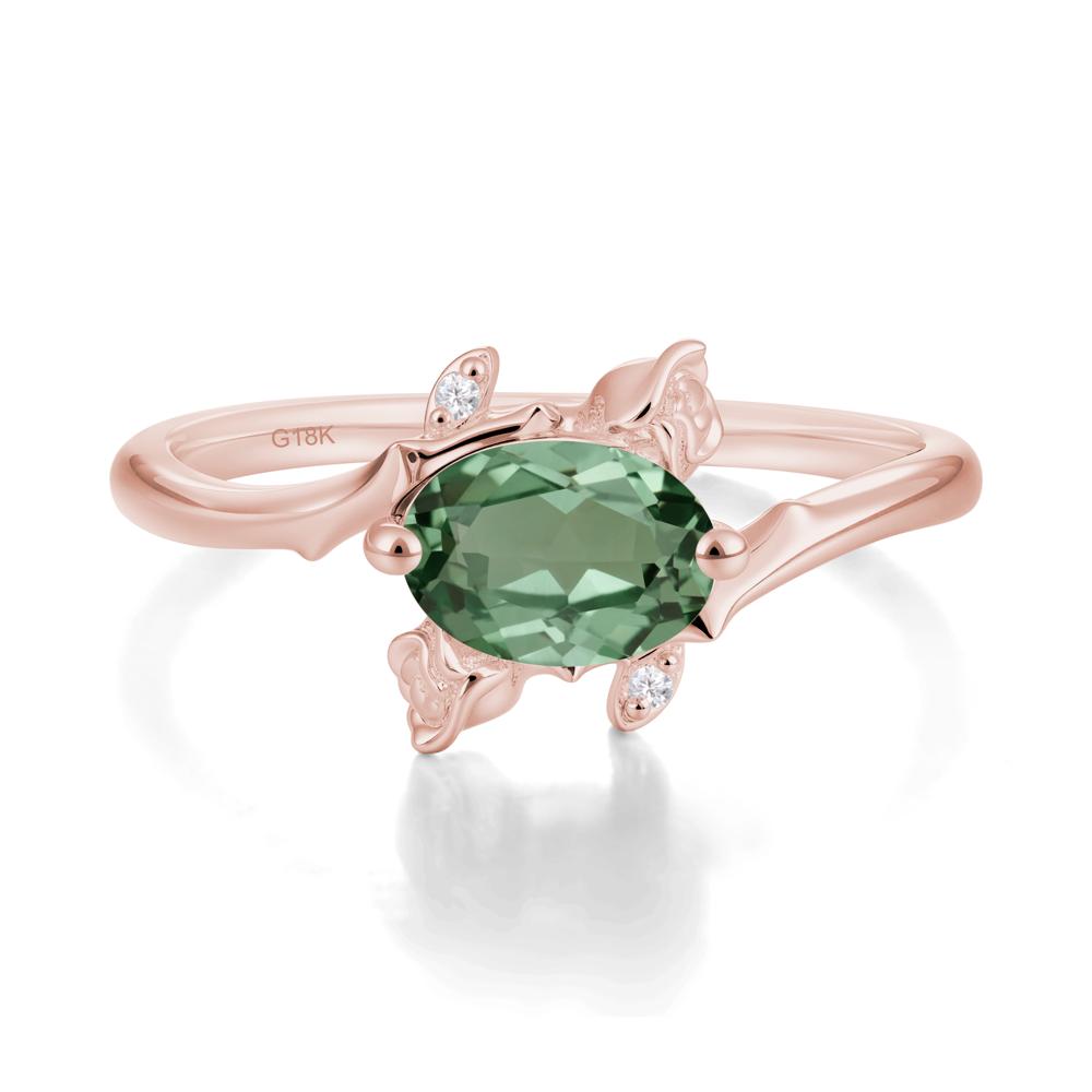 Floral Oval Cut Green Sapphire Engagement Ring - LUO Jewelry #metal_18k rose gold