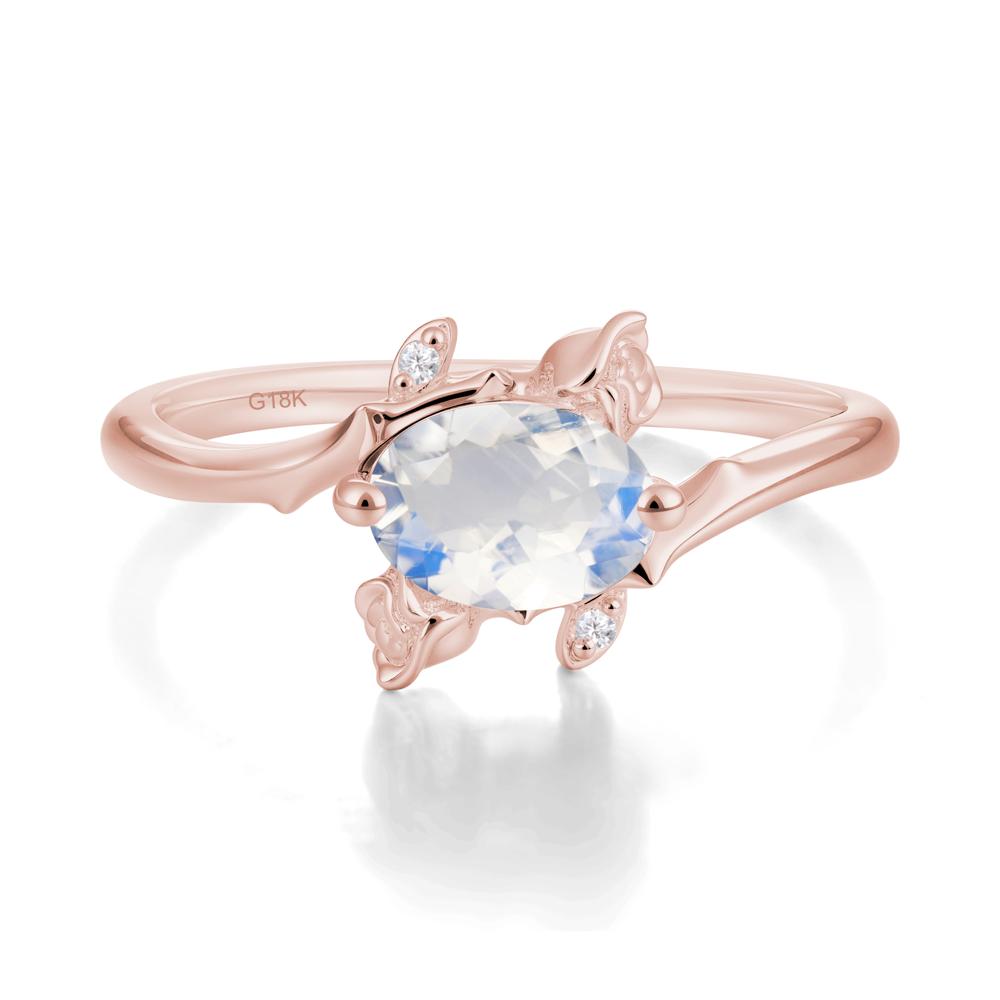 Floral Oval Cut Moonstone Engagement Ring - LUO Jewelry #metal_18k rose gold