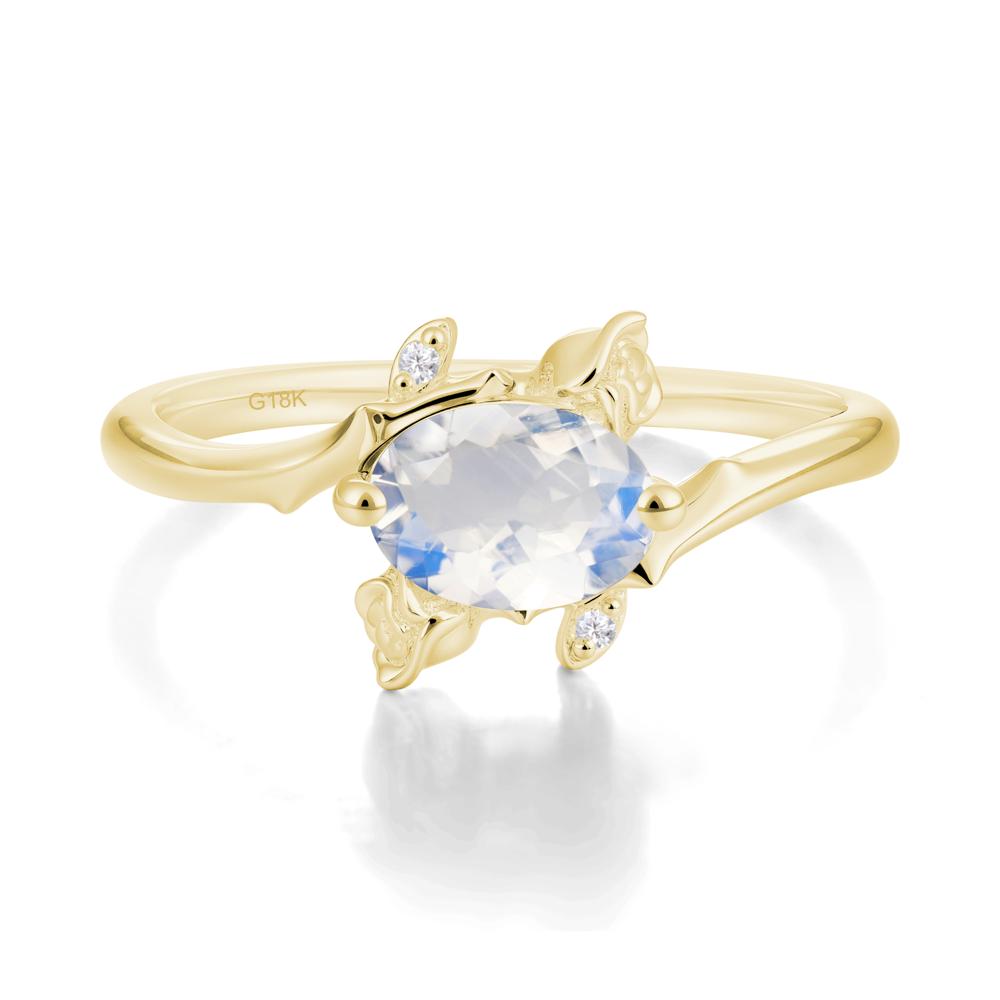 Floral Oval Cut Moonstone Engagement Ring - LUO Jewelry #metal_18k yellow gold