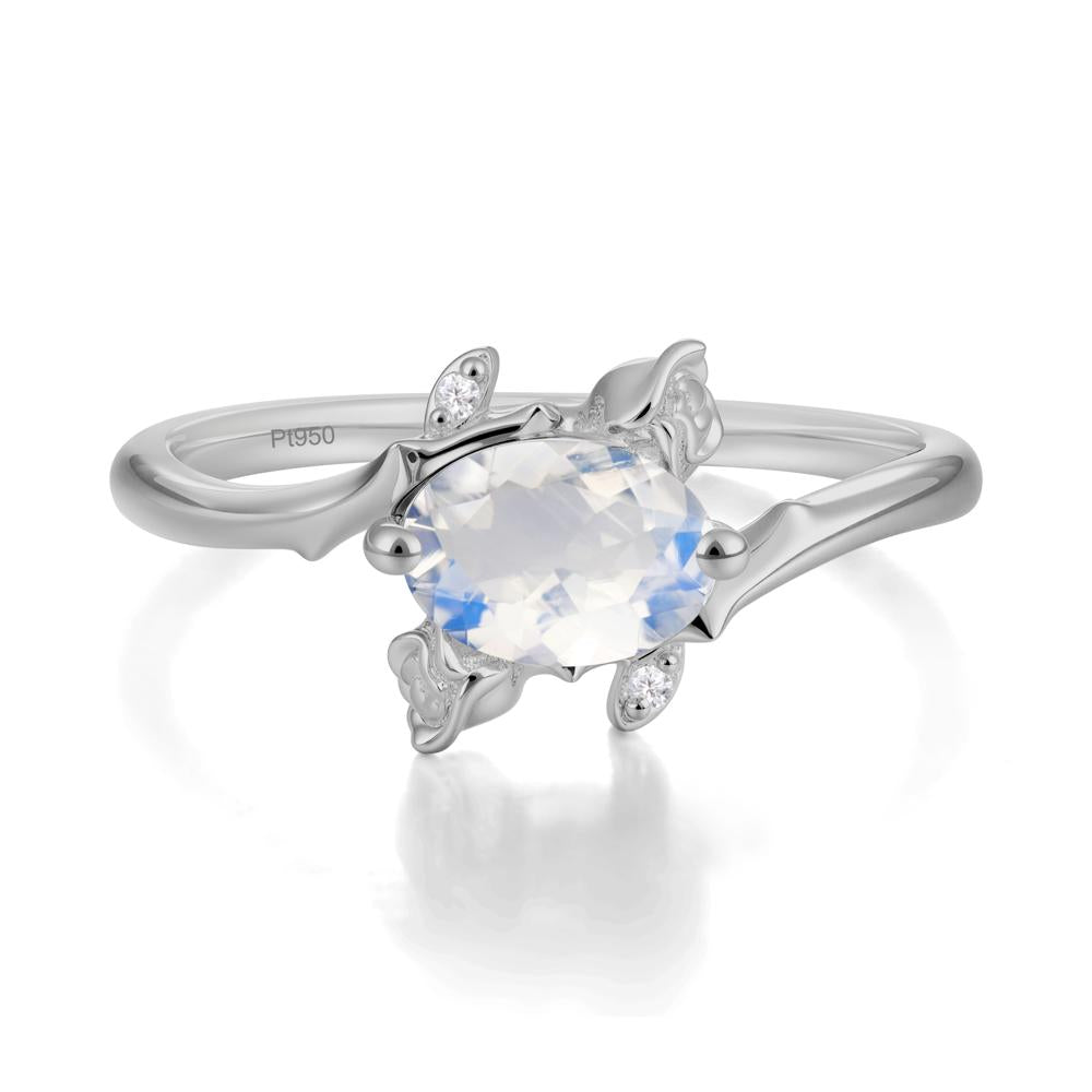 Floral Oval Cut Moonstone Engagement Ring - LUO Jewelry #metal_platinum
