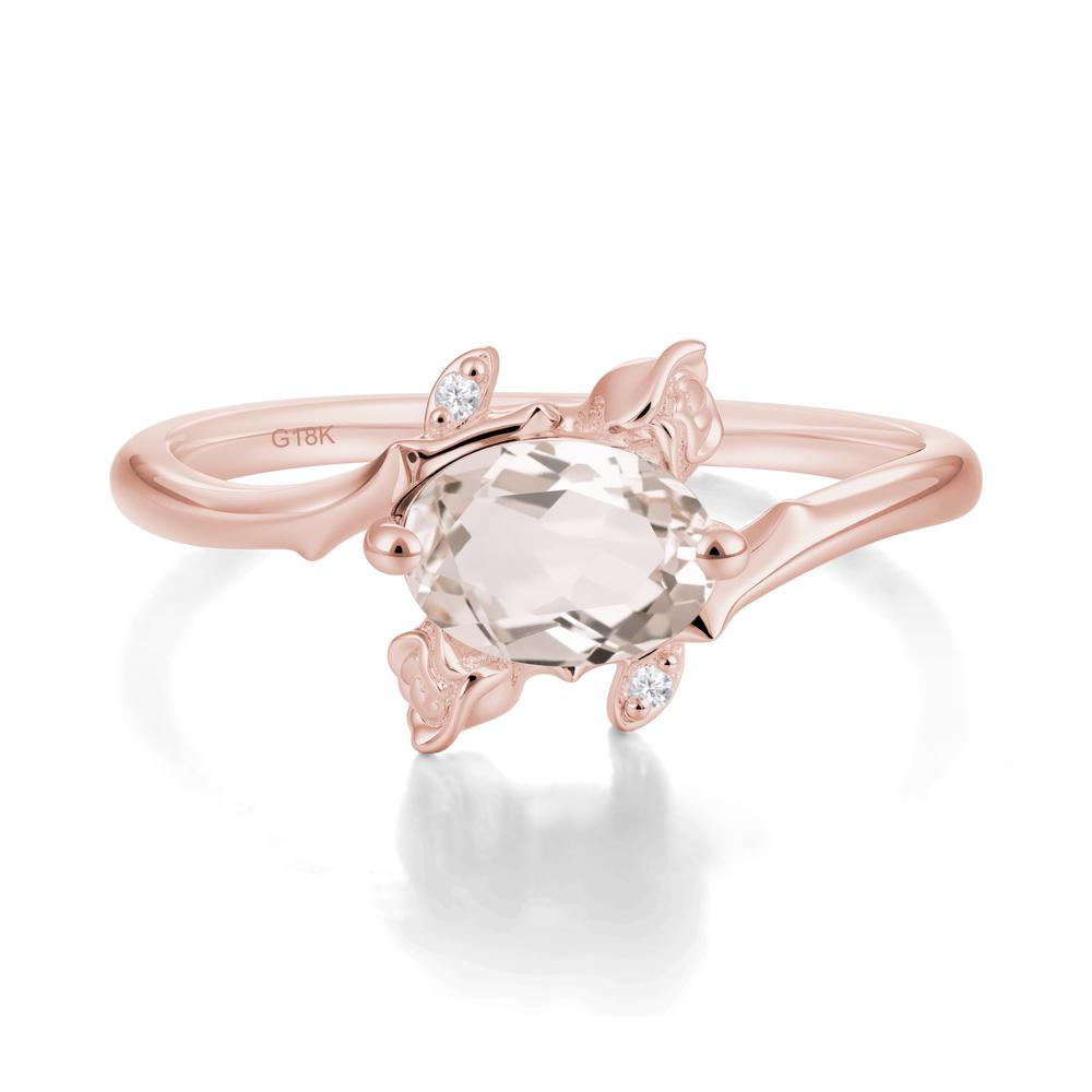 Floral Oval Cut Morganite Engagement Ring - LUO Jewelry #metal_18k rose gold