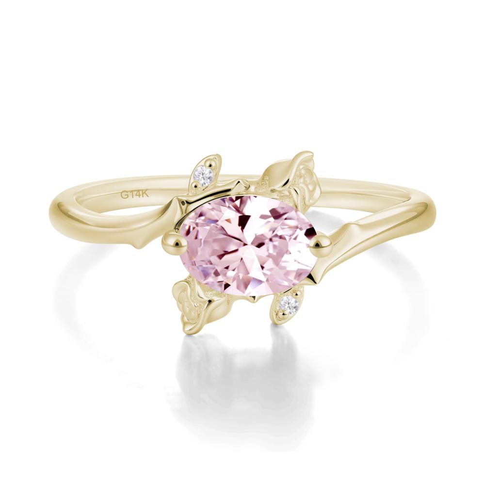 Romantic Floral Pink Cubic Zirconia Ring - LUO Jewelry #metal_14k yellow gold