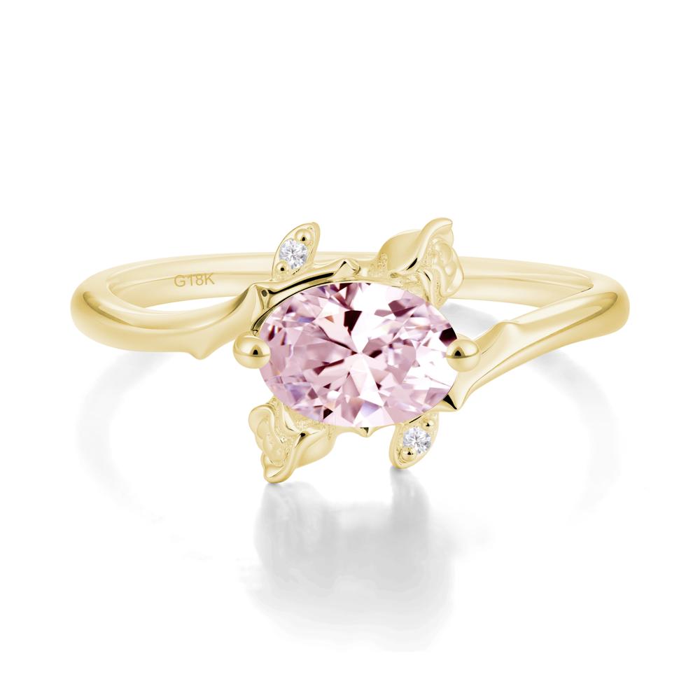 Romantic Floral Pink Cubic Zirconia Ring - LUO Jewelry #metal_18k yellow gold