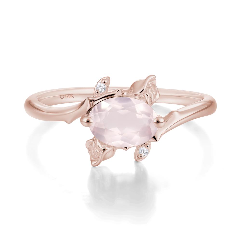 Romantic Floral Rose Quartz Ring - LUO Jewelry #metal_14k rose gold