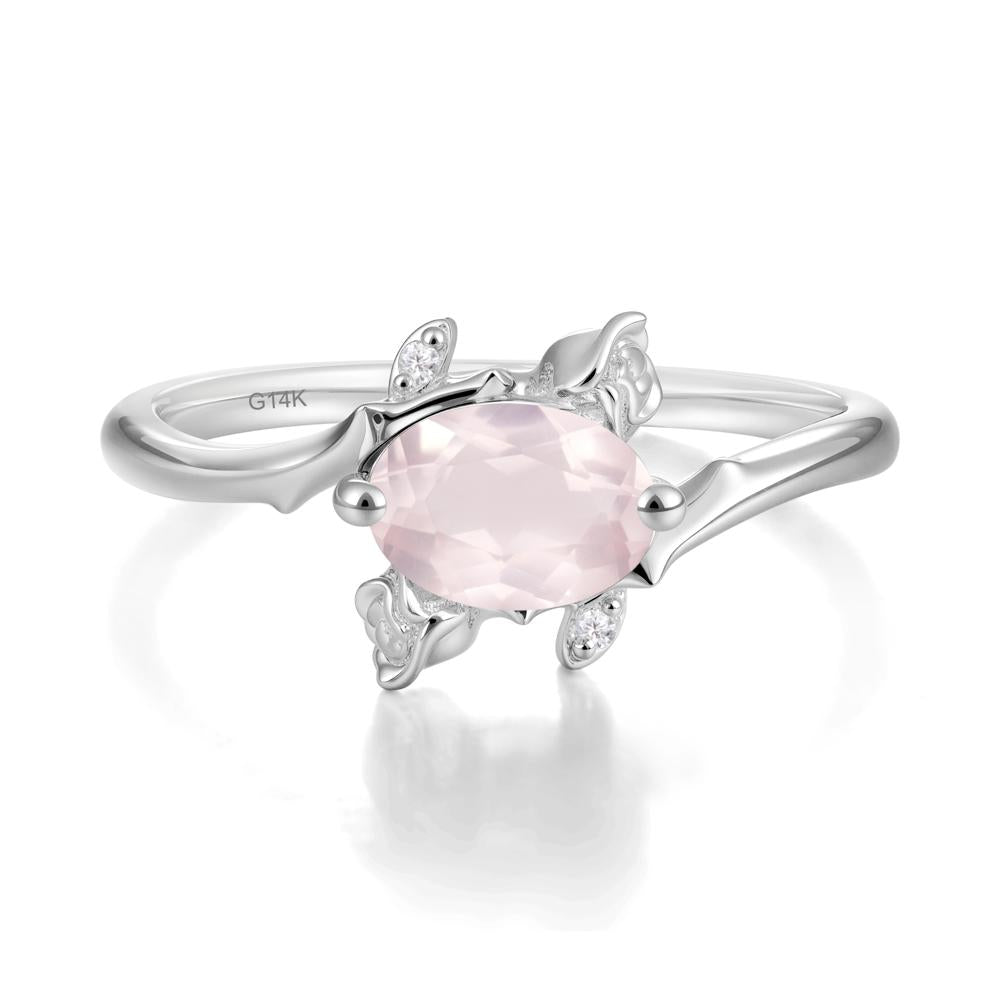 Romantic Floral Rose Quartz Ring - LUO Jewelry #metal_14k white gold