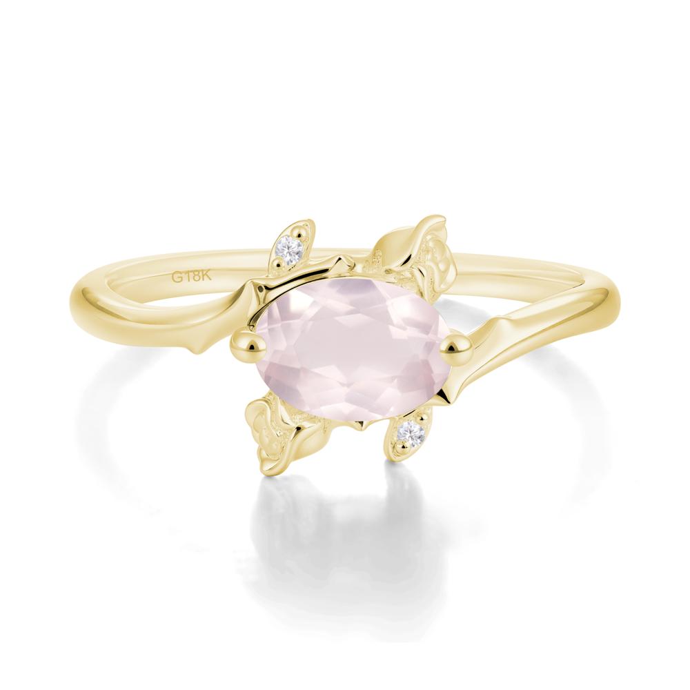 Romantic Floral Rose Quartz Ring - LUO Jewelry #metal_18k yellow gold