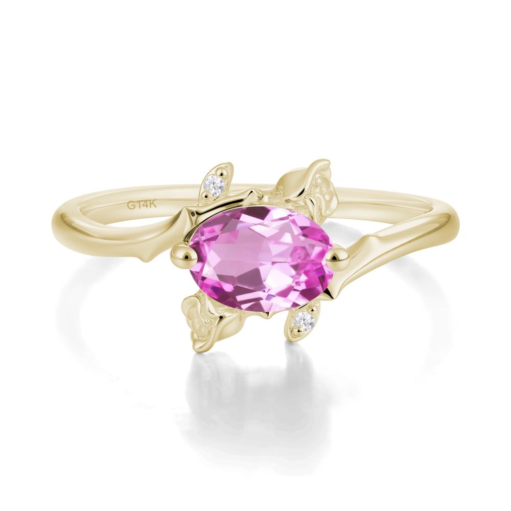 Romantic Floral Pink Sapphire Ring - LUO Jewelry #metal_14k yellow gold