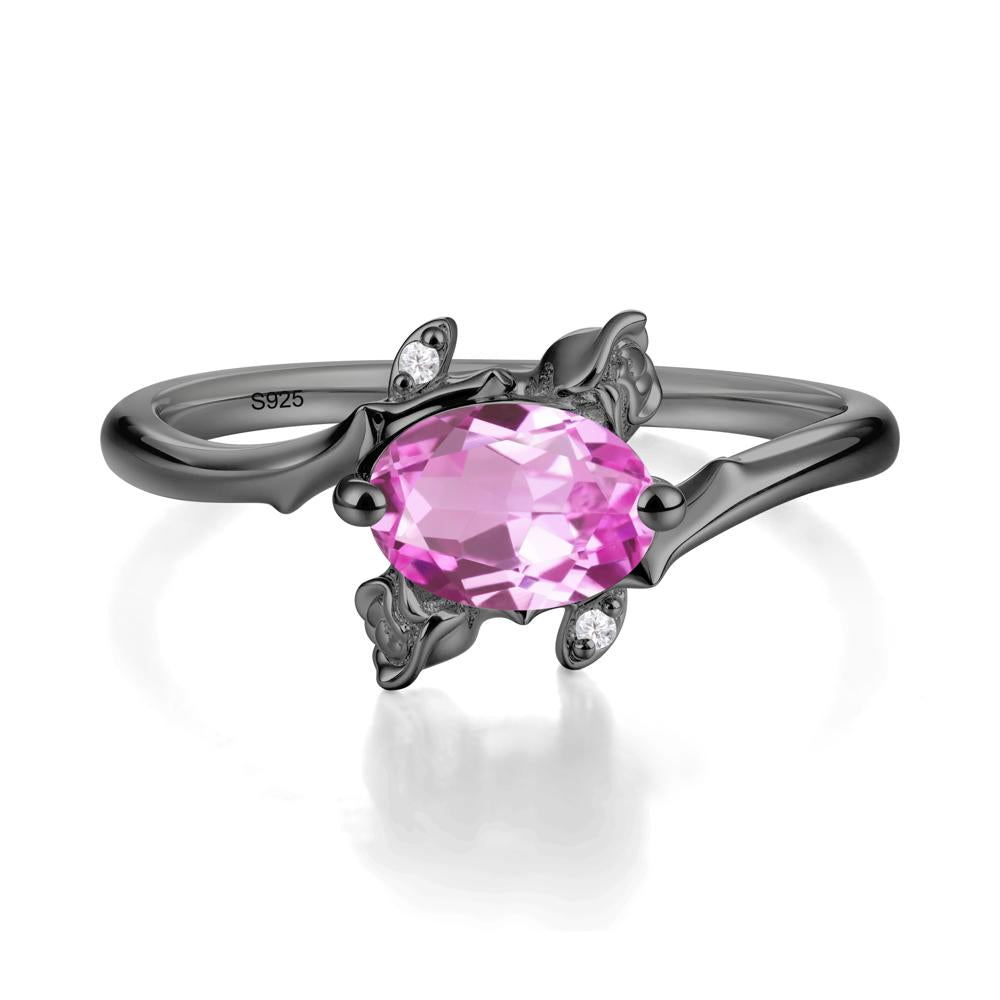 Romantic Floral Pink Sapphire Ring - LUO Jewelry #metal_black finish sterling silver