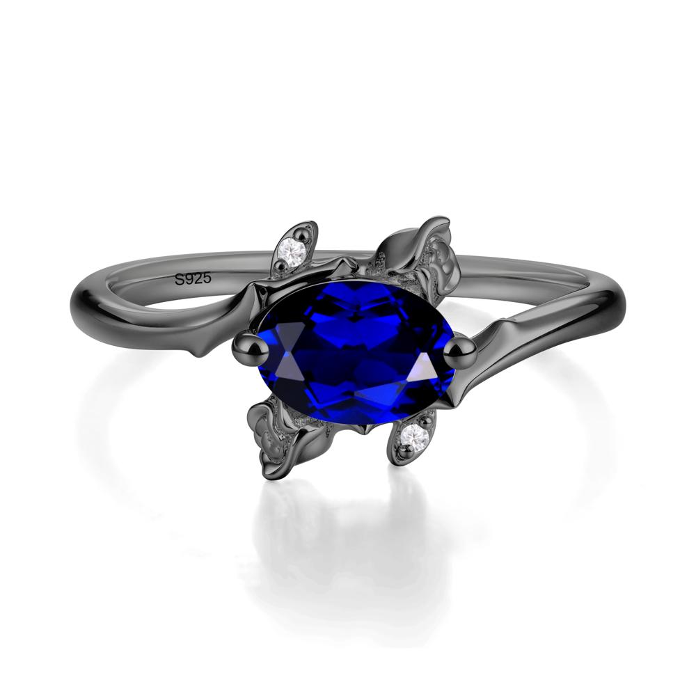 Romantic Floral Sapphire Ring - LUO Jewelry #metal_black finish sterling silver