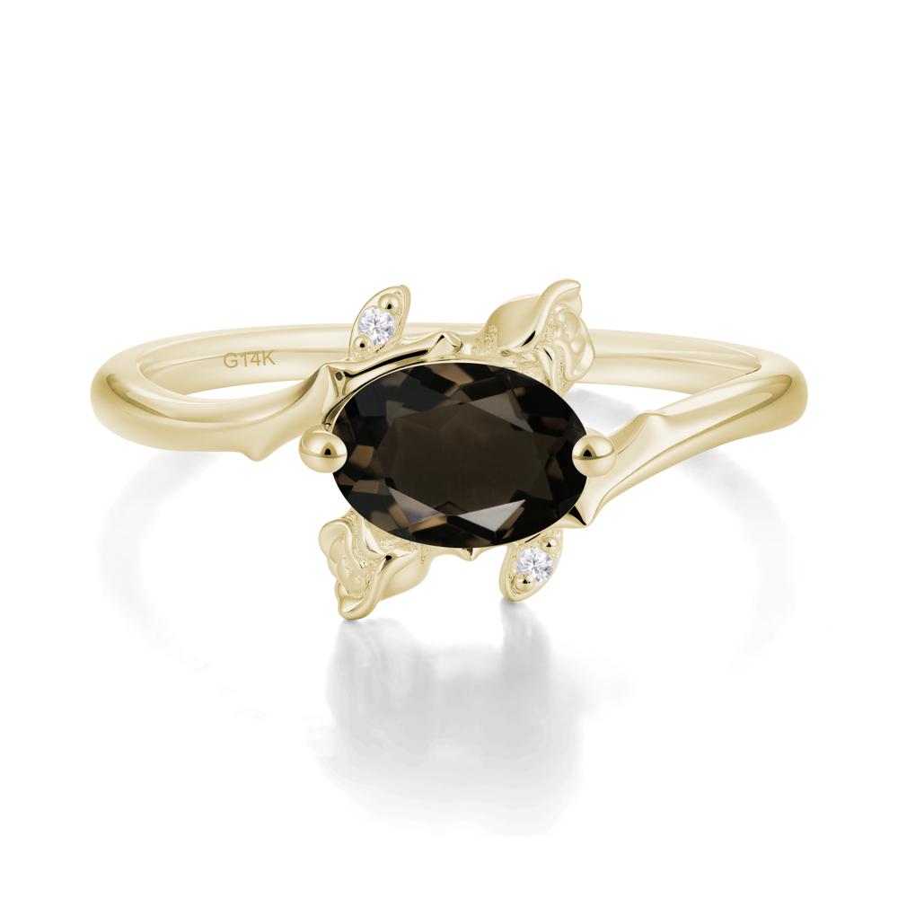 Romantic Floral Smoky Quartz Ring - LUO Jewelry #metal_14k yellow gold
