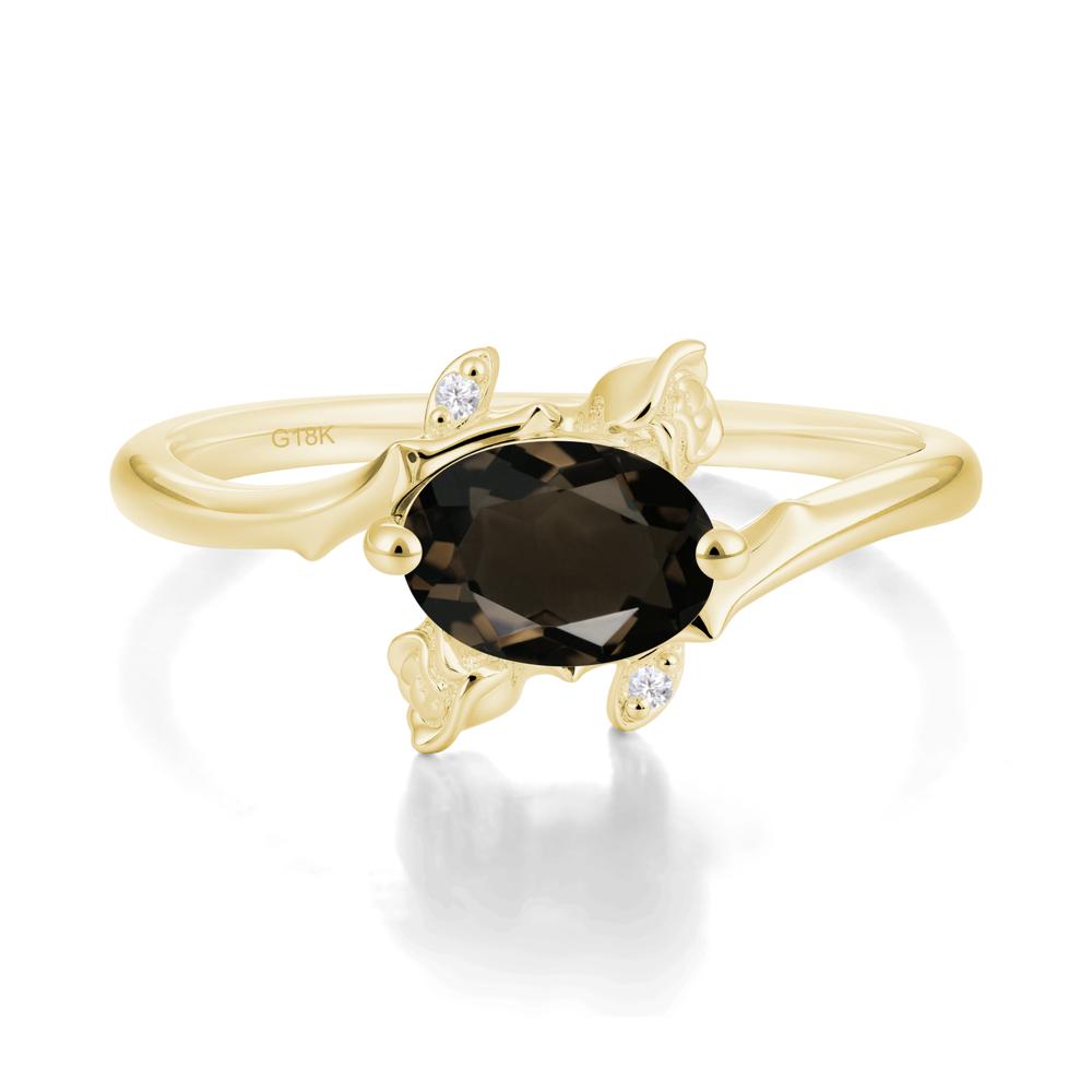 Romantic Floral Smoky Quartz Ring - LUO Jewelry #metal_18k yellow gold