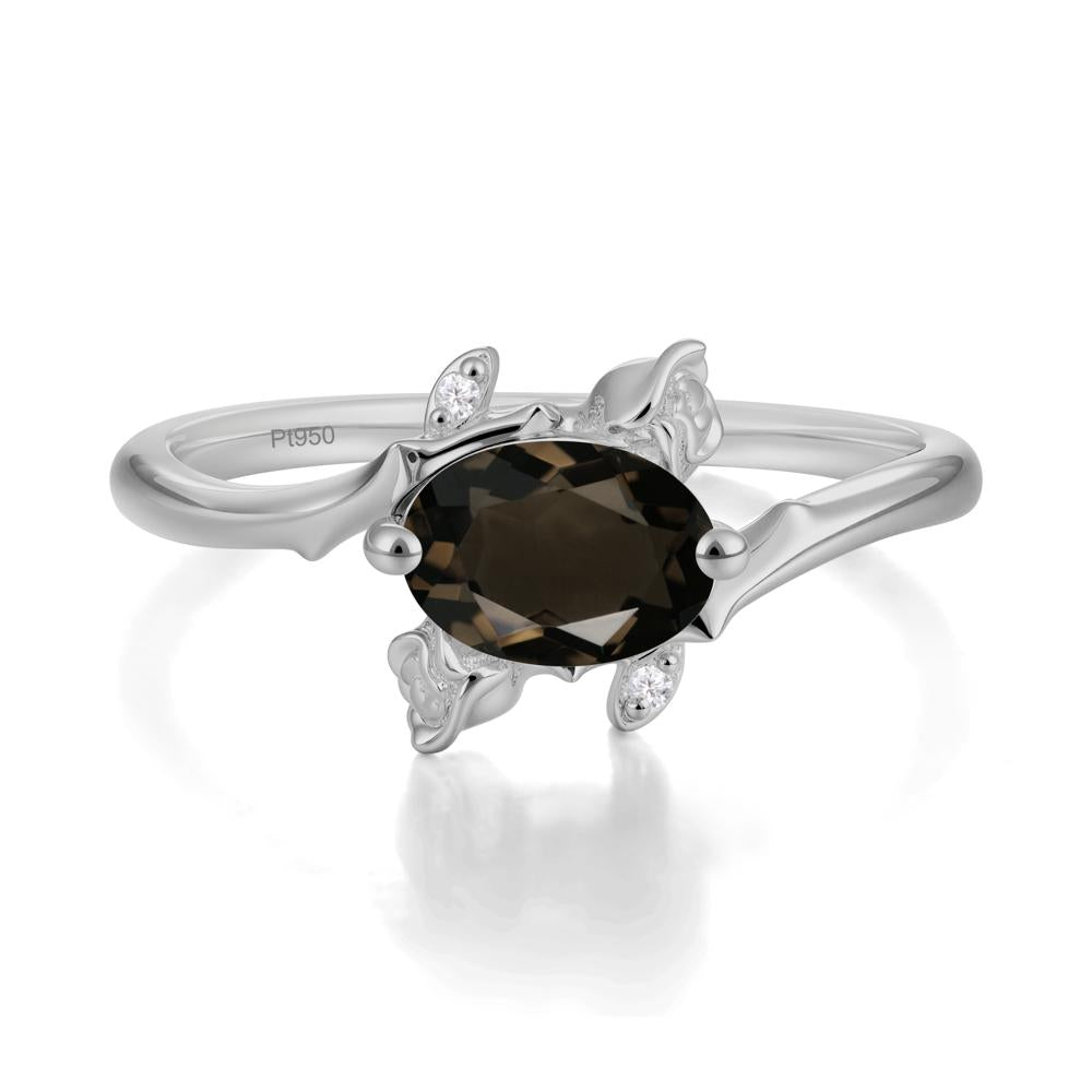 Romantic Floral Smoky Quartz Ring - LUO Jewelry #metal_platinum