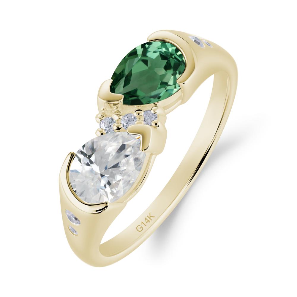 Toi Et Moi Bezel Green Sapphire Promise Ring - LUO Jewelry #metal_14k yellow gold