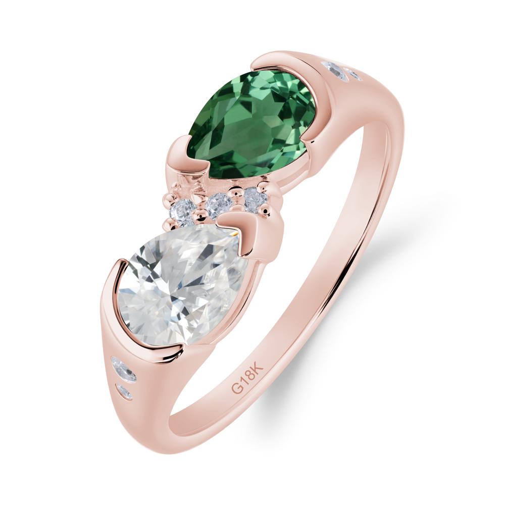 Toi Et Moi Bezel Green Sapphire Promise Ring - LUO Jewelry #metal_18k rose gold