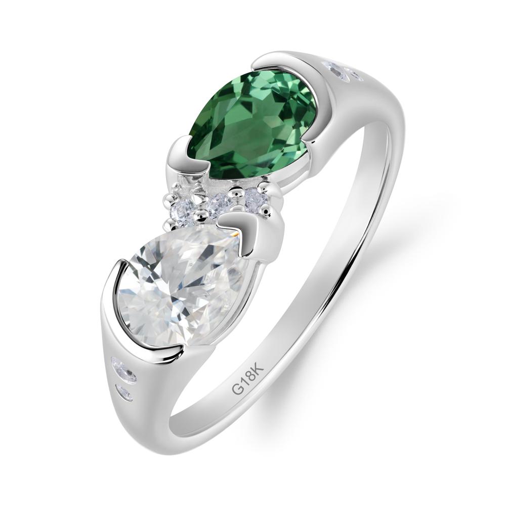 Toi Et Moi Bezel Green Sapphire Promise Ring - LUO Jewelry #metal_18k white gold