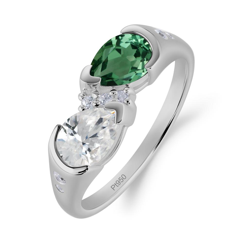 Toi Et Moi Bezel Green Sapphire Promise Ring - LUO Jewelry #metal_platinum