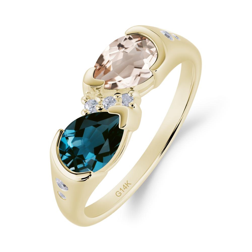 Toi Et Moi Bezel London Blue Topaz and Morganite Promise Ring - LUO Jewelry #metal_14k yellow gold