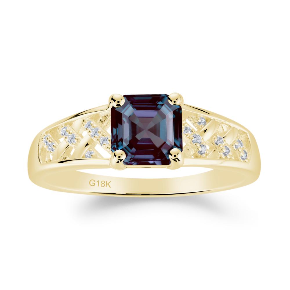 Asscher Cut Braided Design Alexandrite Engagement Ring - LUO Jewelry #metal_18k yellow gold