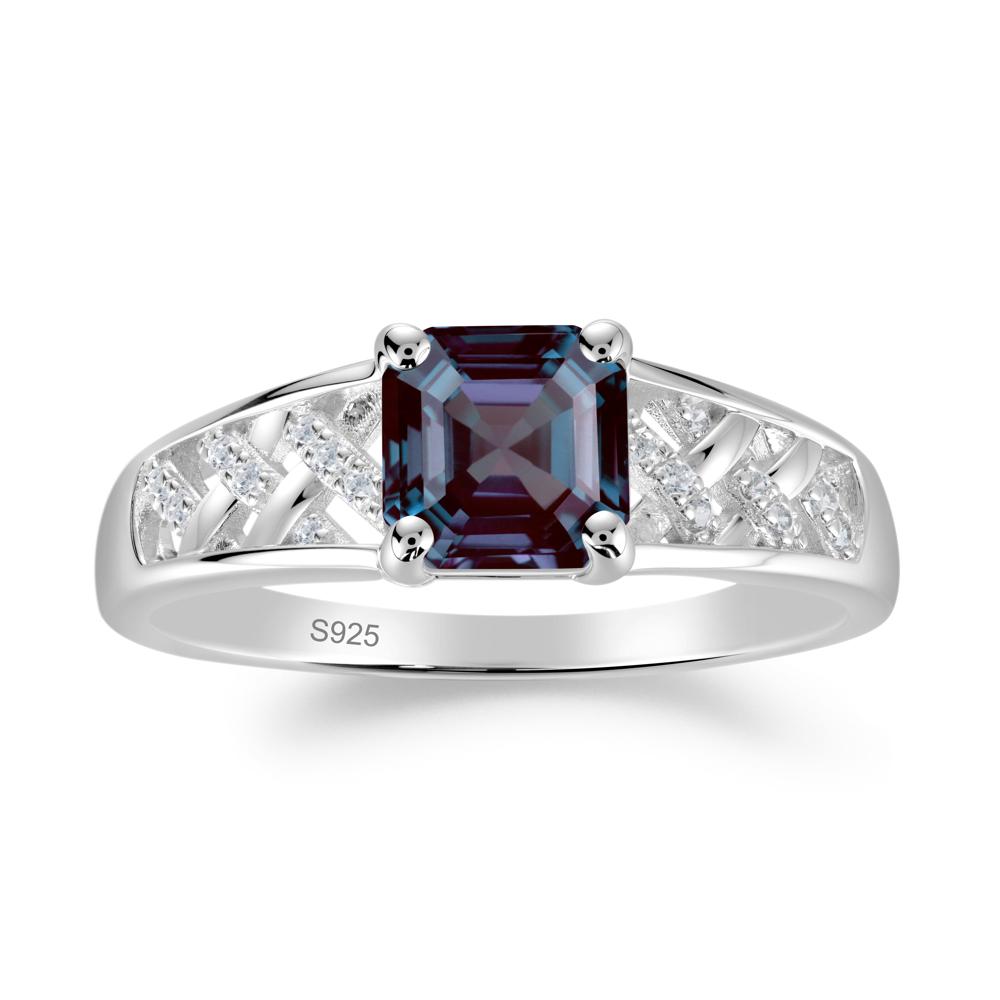 Asscher Cut Braided Design Alexandrite Engagement Ring - LUO Jewelry #metal_sterling silver