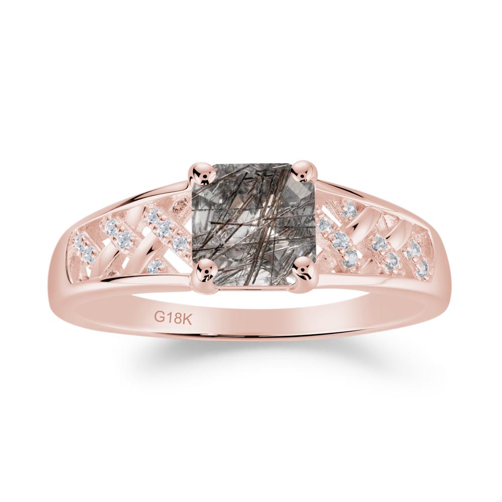 Delicate Black Rutilated Quartz Promise Ring - LUO Jewelry #metal_18k rose gold