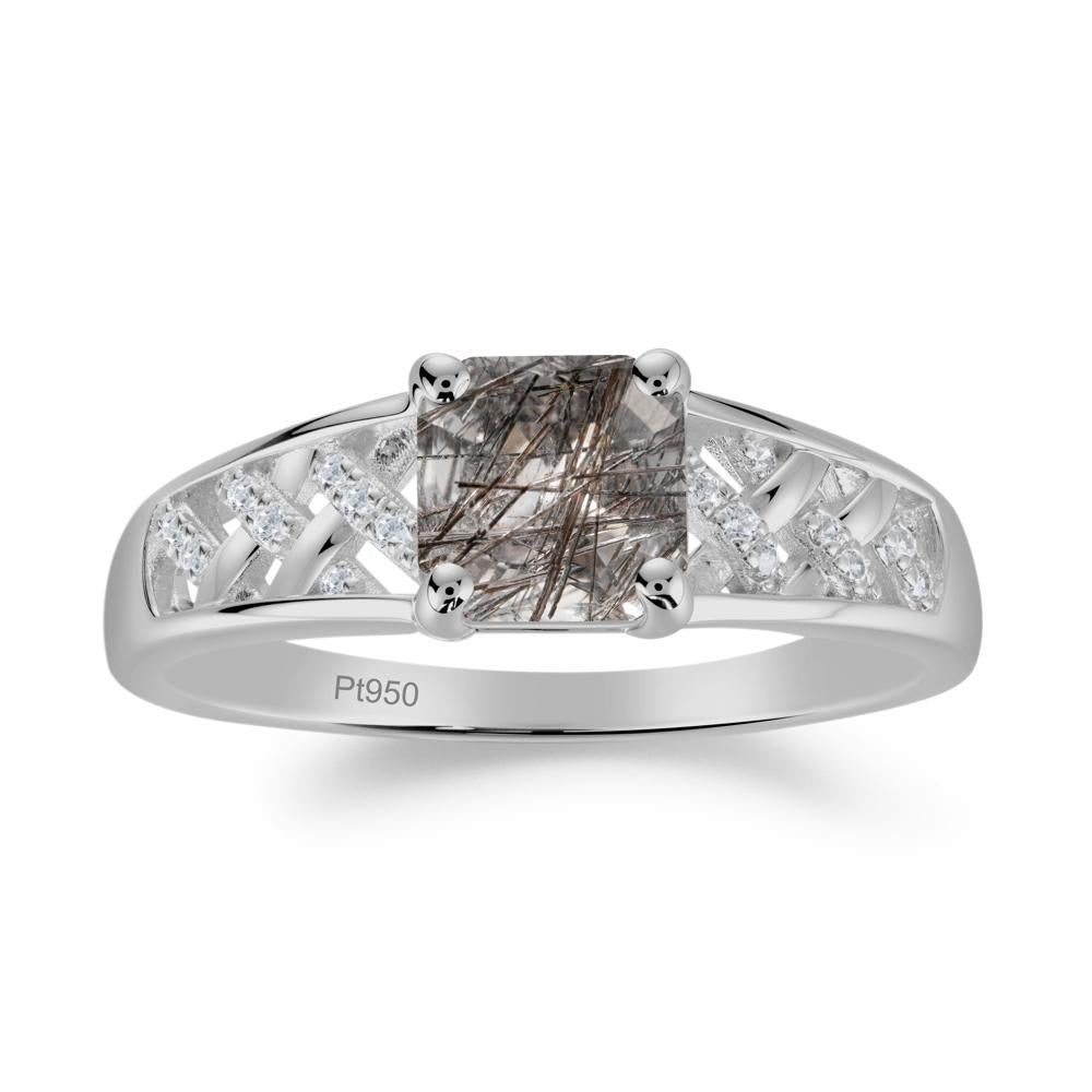 Delicate Black Rutilated Quartz Promise Ring - LUO Jewelry #metal_platinum