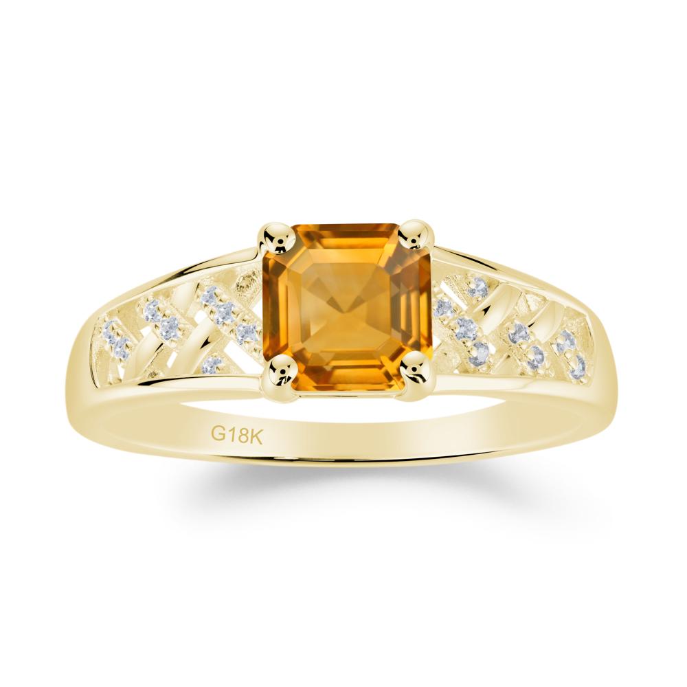 Asscher Cut Braided Design Citrine Engagement Ring - LUO Jewelry #metal_18k yellow gold