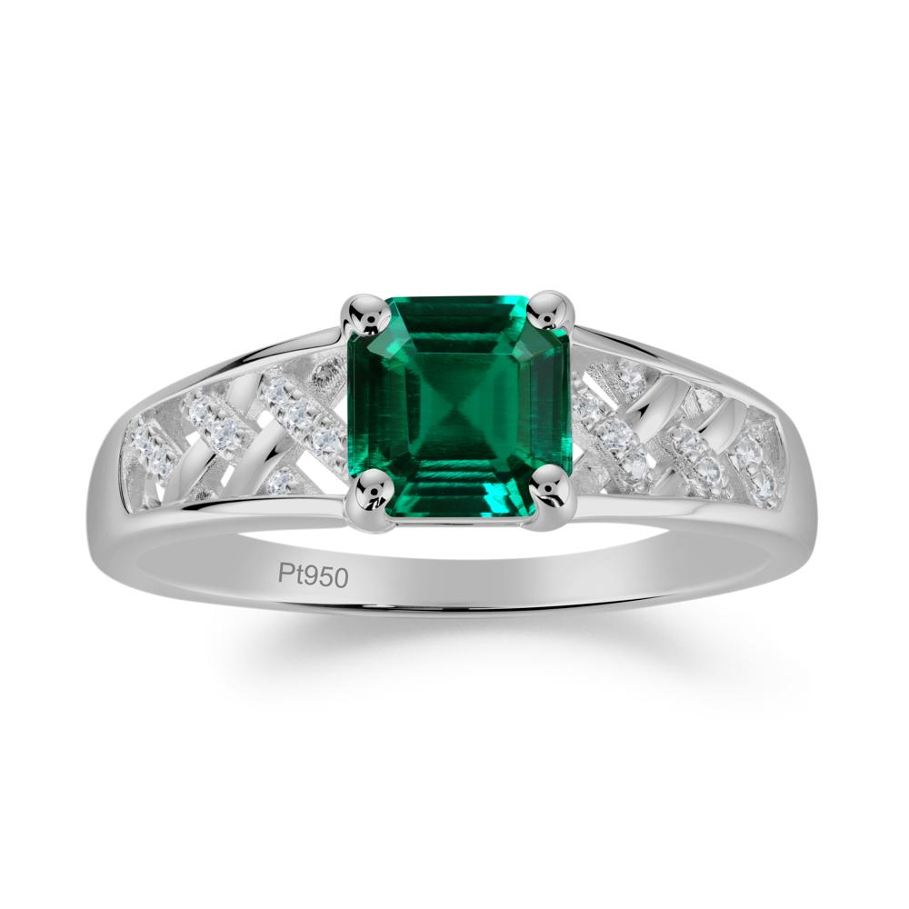 Asscher Cut Braided Design Emerald Engagement Ring - LUO Jewelry #metal_platinum
