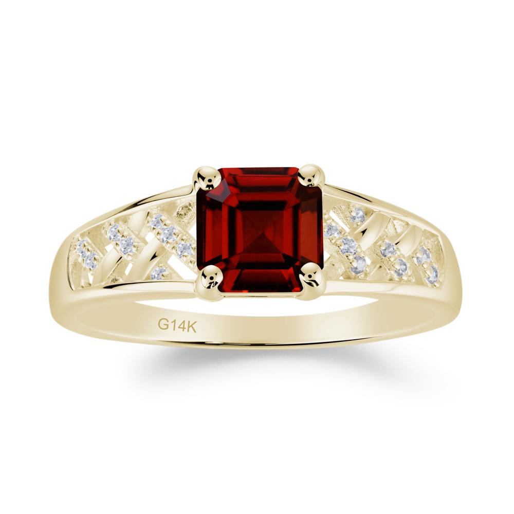 Vintage Braided Asscher Cut Garnet Ring - LUO Jewelry #metal_14k yellow gold