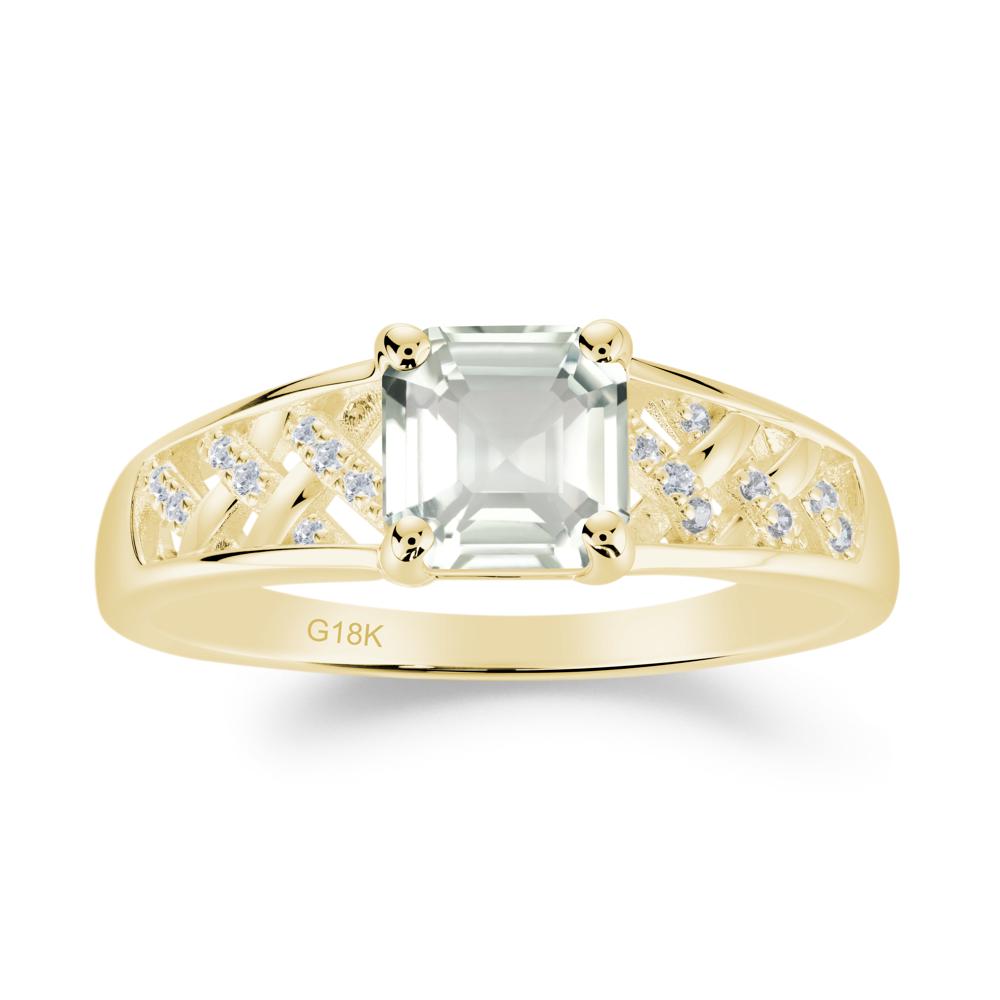 Asscher Cut Braided Design Green Amethyst Engagement Ring - LUO Jewelry #metal_18k yellow gold