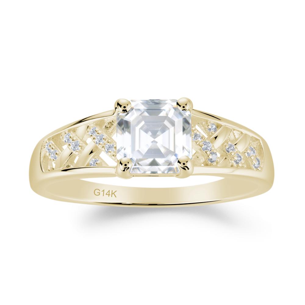 Asscher Cut Braided Design Moissanite Engagement Ring - LUO Jewelry #metal_14k yellow gold