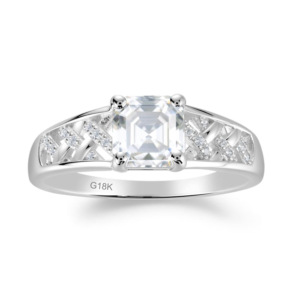 Asscher Cut Braided Design Moissanite Engagement Ring - LUO Jewelry #metal_18k white gold