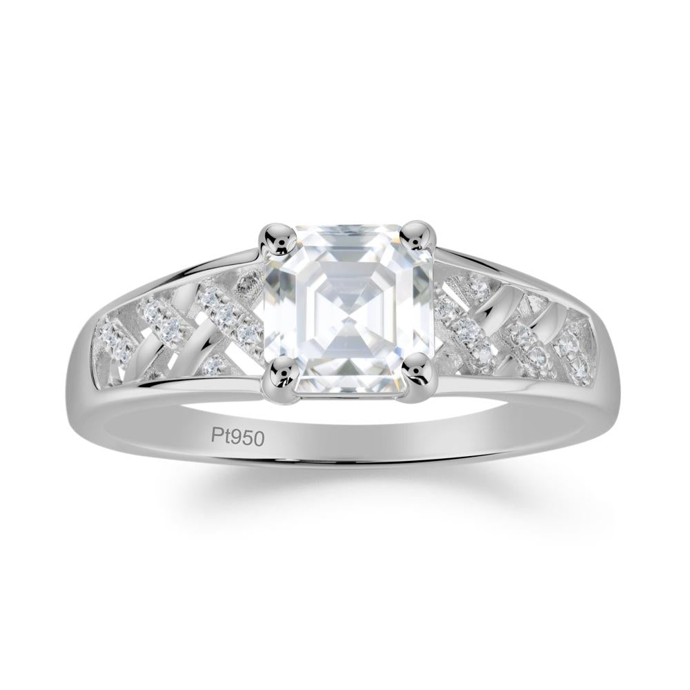 Asscher Cut Braided Design Moissanite Engagement Ring - LUO Jewelry #metal_platinum
