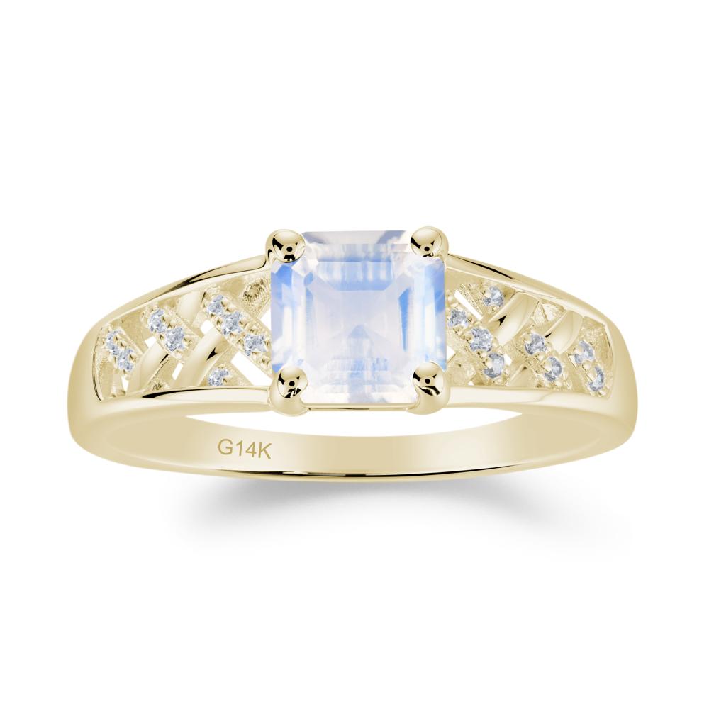 Asscher Cut Braided Design Moonstone Engagement Ring - LUO Jewelry #metal_14k yellow gold