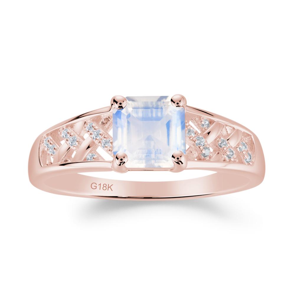 Asscher Cut Braided Design Moonstone Engagement Ring - LUO Jewelry #metal_18k rose gold