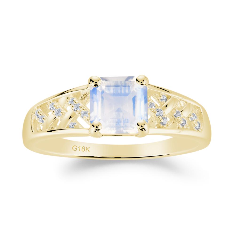 Asscher Cut Braided Design Moonstone Engagement Ring - LUO Jewelry #metal_18k yellow gold