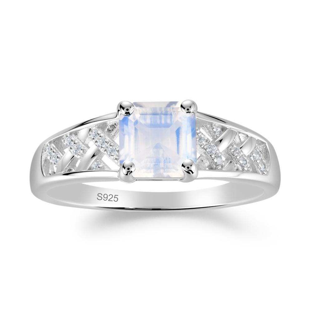 Asscher Cut Braided Design Moonstone Engagement Ring - LUO Jewelry #metal_sterling silver