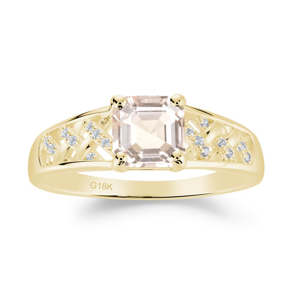 Vintage Braided Asscher Cut Morganite Ring - LUO Jewelry #metal_18k yellow gold