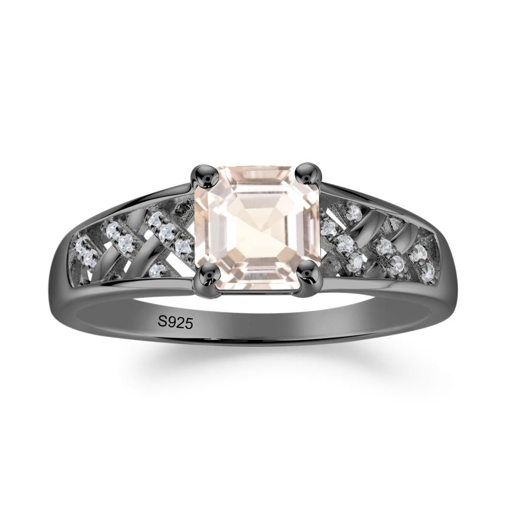 Vintage Braided Asscher Cut Morganite Ring - LUO Jewelry #metal_black finish sterling silver