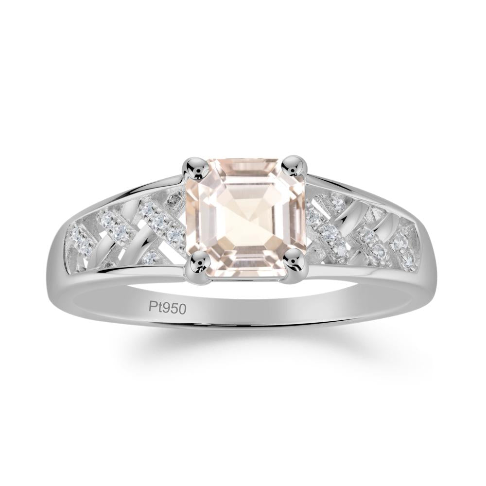 Vintage Braided Asscher Cut Morganite Ring - LUO Jewelry #metal_platinum